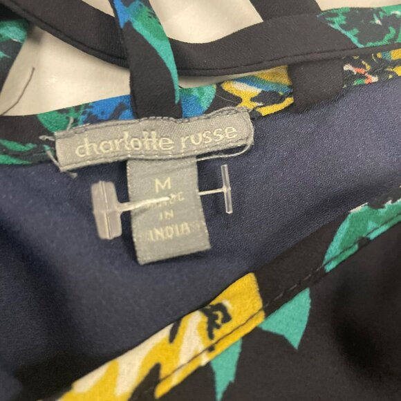 Charlotte Russe Womens Floral Tank Top Lattice Back Blue/Multi Size Medium - Picture 7 of 8